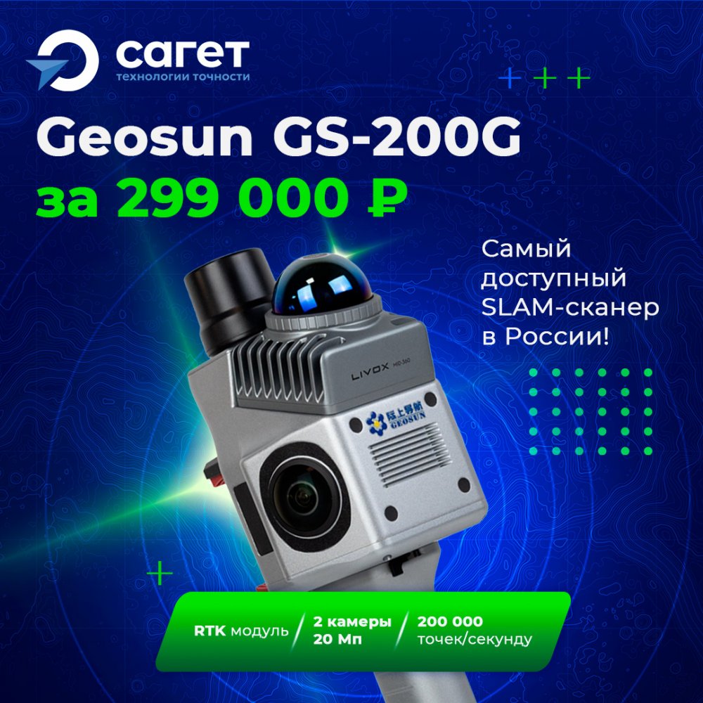 Лазерный SLAM сканер Geosun GS-200G (Livox MID-360)